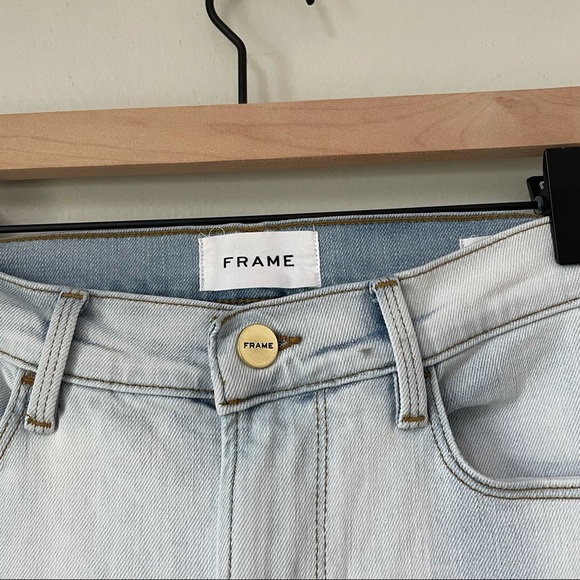 Frame Denim Light Wash Le Garçon Crop Raw Edge Frayed Jeans - Picture 6 of 6